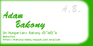 adam bakony business card